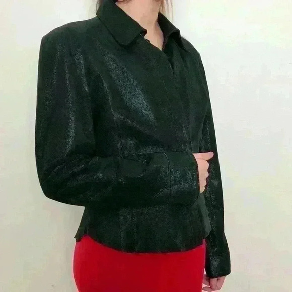 Black Suede Leather Jacket, Shacket - Picture 4 of 6